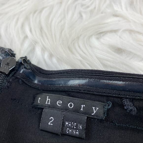 Theory Strapless Linen Sheath Dress Black Size 2 - Picture 5 of 6